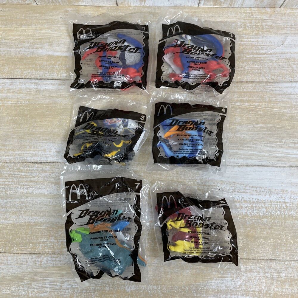 Vintage McDonalds Dragon Booster Happy Meal Toys (Sealed) Lot Of 6